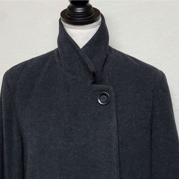 KRISTEN Blake Charcoal Wool Blend Shawl Collar Satin Lined Oversized Overcoat - Picture 3 of 16